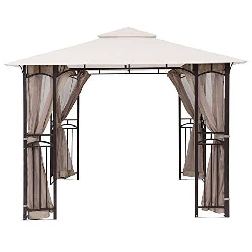 MASTERCANOPY Patio Gazebo Mosquito Netting Screen Walls ONLY (10x10, Beige) MASTERCANOPY