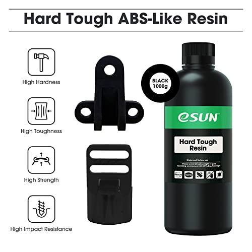eSUN 405nm LCD 3D Printer Rapid Resin UV Curing Resin ABS-Like Rapid Resin Hard Tough Resin High Impact High Tough Photopolymer Resin for Photon UV Curing LCD 3D Printer, Plastic Bottle, 1000g Black eSUN