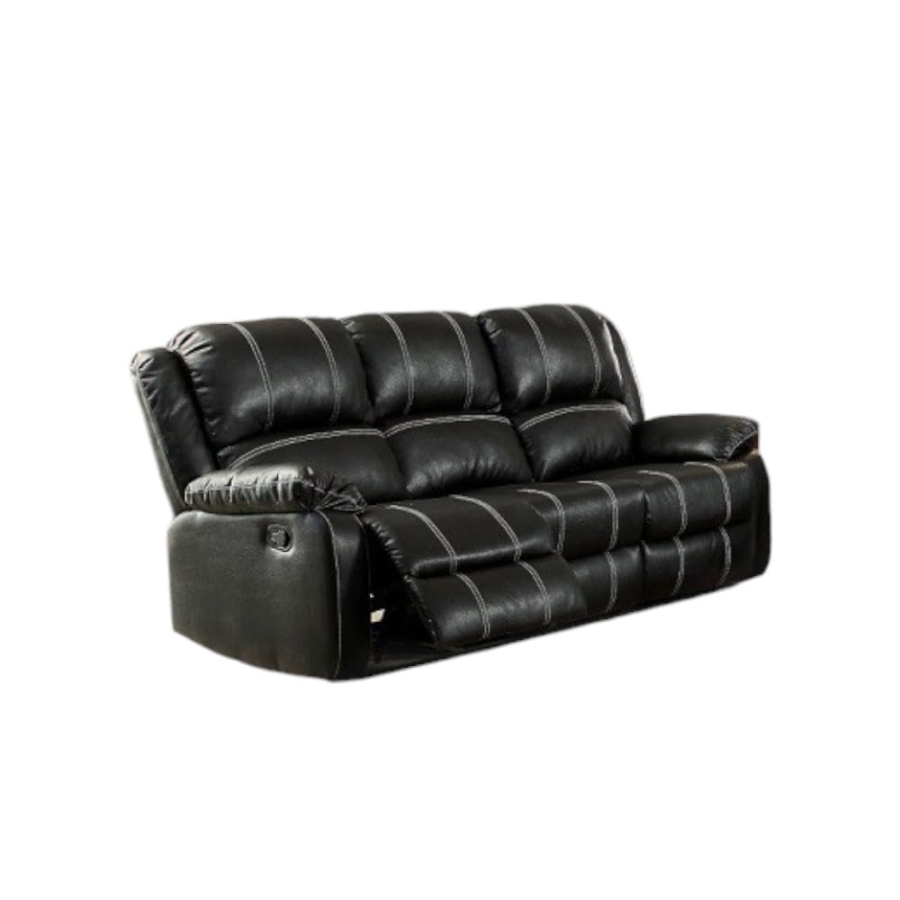 Acme Zuriel Motion Sofa in Black Synthetic Leather Acme