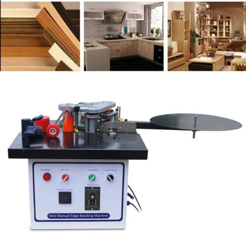 1200W Edge Banding Machine, Woodworking Portabl Double-Sided Coating Edge Bander Machine, Automatic Cutting for Straight and Curve Edge Sealing, Speed 2~6m / min DDYOOK