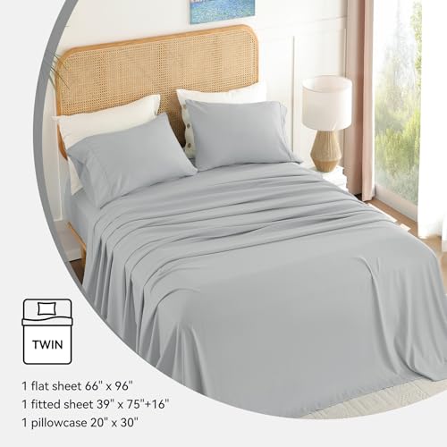 Dreava Grey Twin Sheet Set - Soft Breathable Microfiber Bed Sheets with Extra Deep Pocket, Luxury Hotel Cooling Bedding, Oeko-Tex Certified Wrinkle Free 3 Piece Dreava