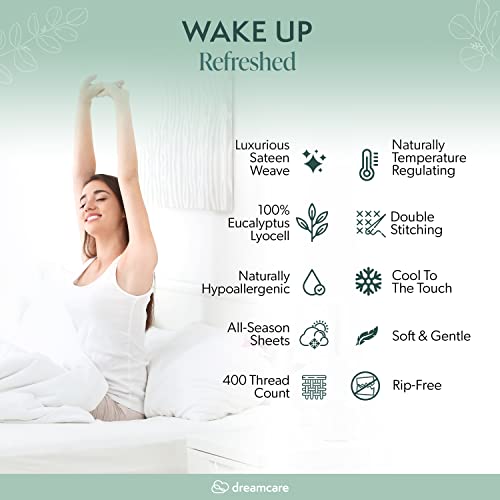 DREAMCARE 100% Eucalyptus Sheets, Full Bed Sheets, Tencel, Lyocell | Full Size Sheet Sets, Cool Sheets for Hot Sleepers - Premium Full Size with Deep Pockets + 2 Side Pockets - 6 pcs DREAMCARE