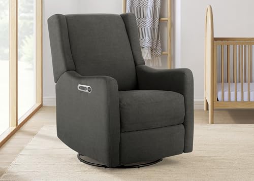 Delta Children Mercer Electronic Power Recliner and Swivel Glider with USB Port in LiveSmart Performance Fabric - Water Repellent & Stain Resistant, Dark Grey