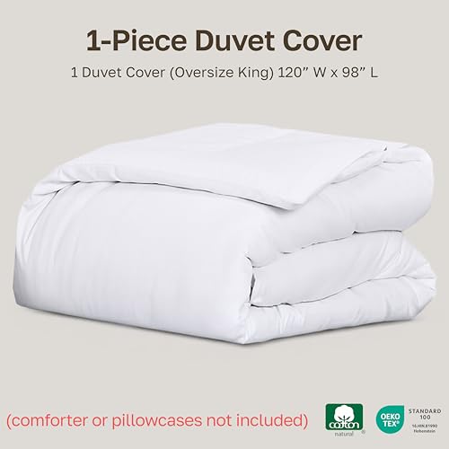 California Design Den Oversized King Duvet Cover Only - Winner Good Housekeeping Best Bedding Awards 2025, Premium 400 Thread Count Sateen, 100% Cotton Duvet Cover, Button Closure & Corner Ties -White California Design Den