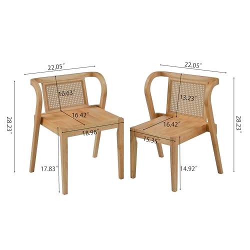 3-Piece Modern Dining Set with Stackable Dining Chairs, Solid Wood Square Table and Chair Breakfast Table Set for 2 Person, Space Saving Dinette for Dining Room, Kitchen, Living Room, Patio-Nature MIAUWUUFHOME