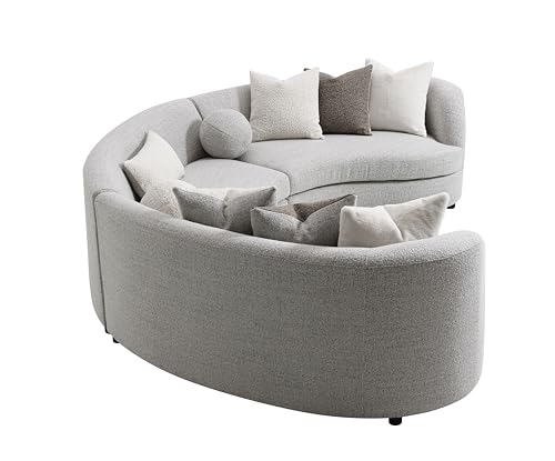 Acme Ivria Curved Sectional Sofa with 9 Pillows in Gray Acme