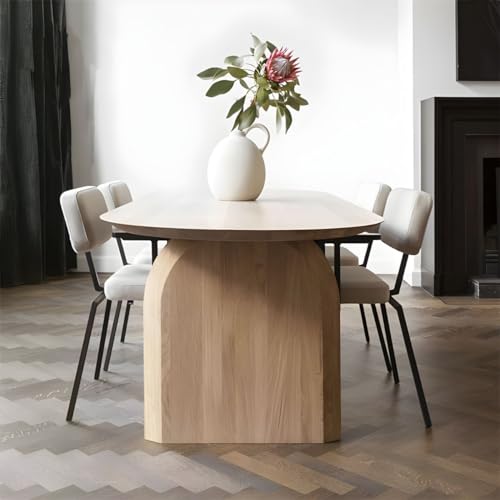 LAKIQ Oval Solid Wood Dining Table Farmhouse Wooden Meeting Room Conference Table Rectangle Office Writing Desk - Table Only - Without Chairs (Natural, 63" L x 31.5" W x 29.5" H) LAKIQ