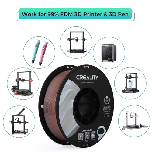 Creality Rainbow Silk PLA 3D Printer Filament 1.75mm, Gradient Multicolor, High Smoothness & Toughness, +/-0.02mm, 3D Printing Filament 1KG/2.2lb (Rainbow) Creality