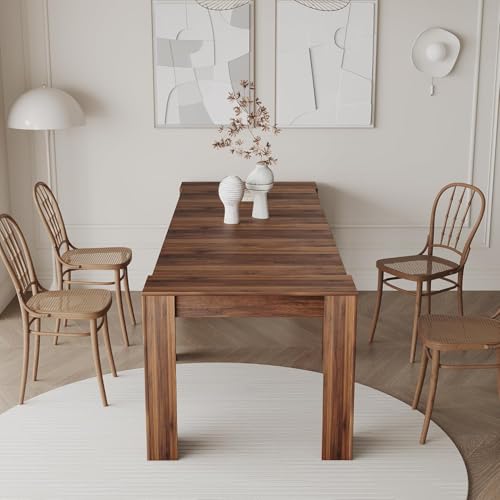 DMAITH 20"-118" Extendable Dining Table for 2-12 People, Modern Modular Extension Table, Space-Saving Extra Long Folding Dining Table, Multifunctional Conference Meeting Table, Walnut DMAITH