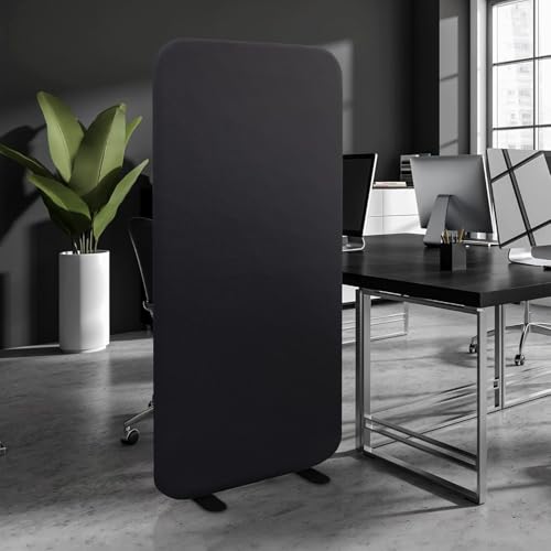 DECOLAB Room Partition Panel, Freestanding Portable Privacy Cubicle Partition for Offices, Classroom, Studio, Healthcare, Workspace, Scratch Resistance, 29"x65" Midnight DECOLAB