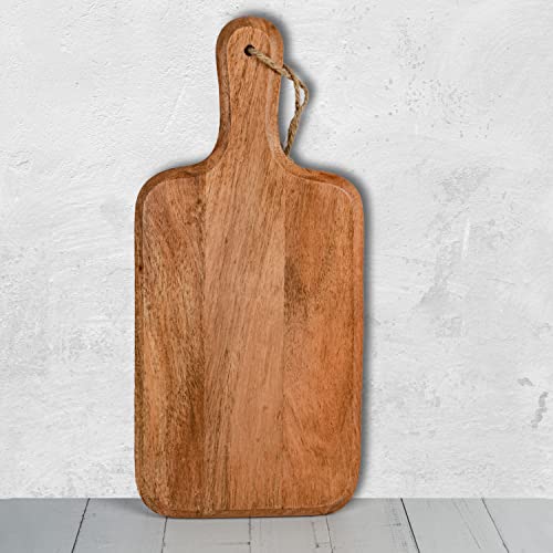 Samhita Acacia Wood Cutting Board, for Meat, Cheese, Bread, Vegetables & Fruits, with Grip Handle (15" x 7") Samhita