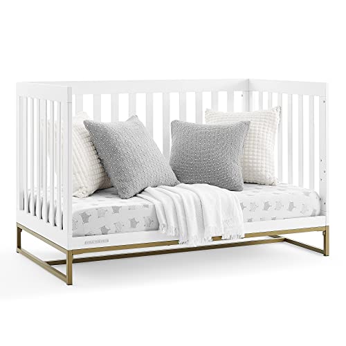 Delta Children Jade 4-in-1 Convertible Crib - Greenguard Gold Certified, Bianca White/Bronze Delta Children