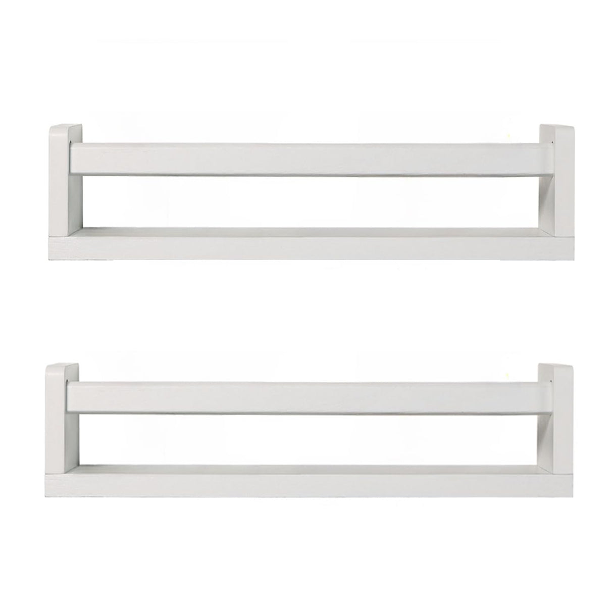 JORIKCHUO Nursery Book Shelves | Set of 2 Wood Floating Shelves for Kids Room, Kitchen Spice Rack, or Rustic Wall Mounted | Farmhouse Bathroom Décor (Rustic White). JORIKCHUO