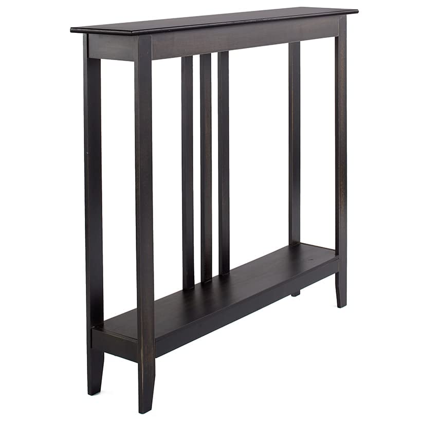 The Lakeside Collection Slim Entryway Home Accent or Console Table with Antique Finish, 7" Deep, Perfect for Small Spaces, Black The Lakeside Collection