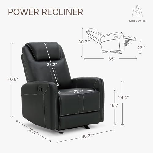 KISLOT Leather Recliner Chair, Manual Reclining Chair Glider Recliner with Adjustable Backrest/Footrest & Comfortable Armrest for Living Room Bedroom Home Theater Seating KISLOT