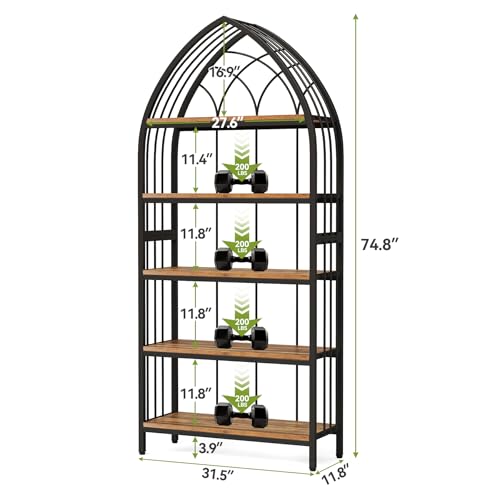LITTLE TREE 74.8" Tall Bookshelf, 5-Tier Heavy Duty Metal Rack, Large Load-Bearing Capacity, Versatile Shelf for Living Room, Kitchen, Bedroom, Bathroom, Study LITTLE TREE