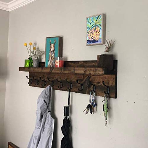 DistressedMeNot Coat Rack with Shelf (Choose your Length) Towel Rack Entryway Organizer Wall Mounted Hooks DistressedMeNot