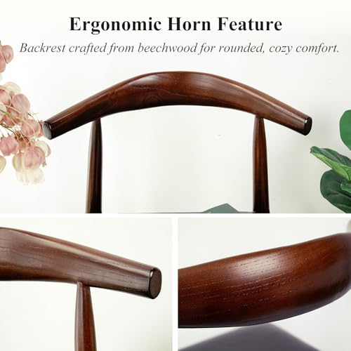 Cttasty Office Chair, Wood Desk Chair with Upholstered PU Leather, Computer Chair, Modern Dining Chair, Mid Century Dining Chair, Wood Accent Chair,Walnut Chair Cttasty