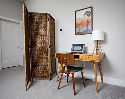 BIRDROCK HOME 3 Panel Seagrass Room Divider - Brown Wash - Folding Sections - Partition Screen - Hand Woven Abaca - Home Decor BIRDROCK HOME