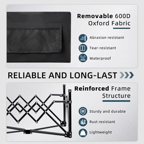 Favoyard Collapsible Foldable Wagon, 150L & 220LBS Weight Capacity Heavy-Duty Portable Beach Wagons w/All-Terrain Wheels & Brakes, Folding Utility Cart for Camping, Shopping, Sports, Grocery, Black Favoyard