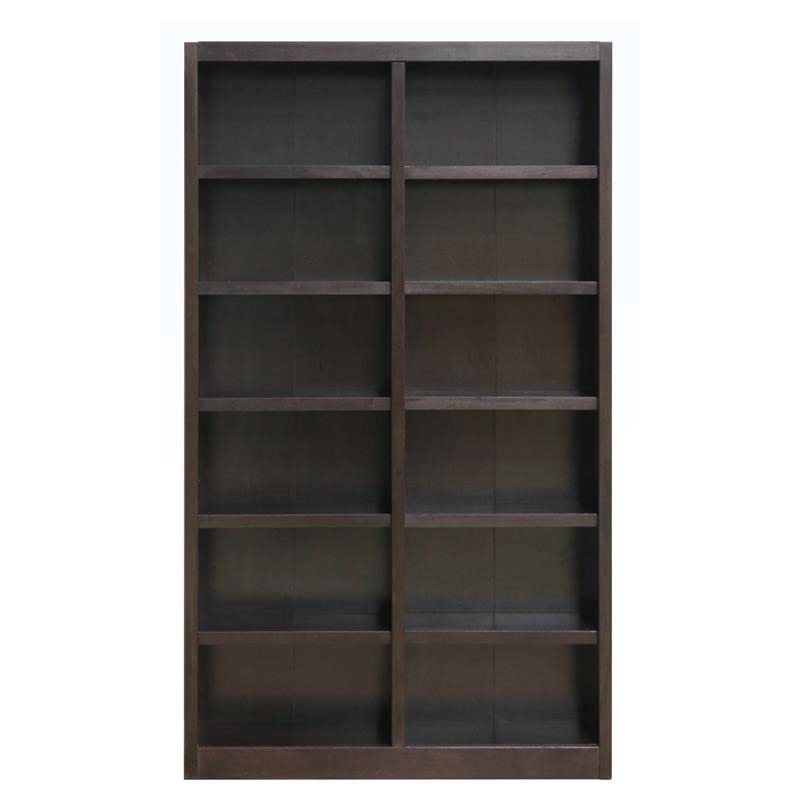 Home Square Espresso Tall 12-Shelf Double Wide Solid Wood Bookcase - Set of 2 Home Square