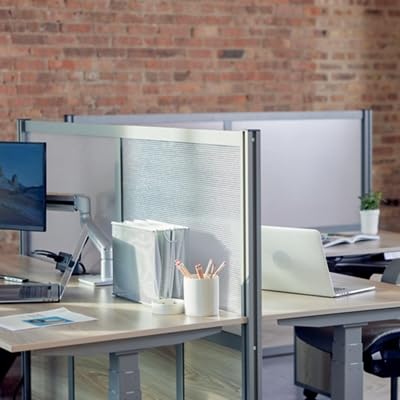 NBF Office Partitions - Cubicle Privacy Panel Wall Divider - Modern Room Separator with Quick Assembly - Indoor Laminate Free Standing Portable Room Divider Panel - 52" H x 49" W (Warm Ash) nbf signature series