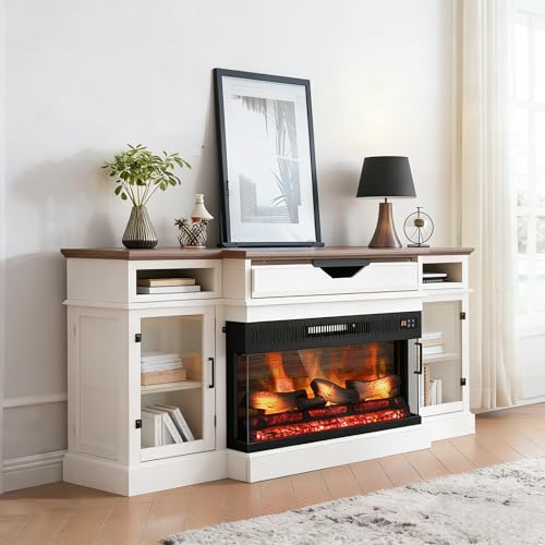 ROVSUN 28 Inch 3-Sided Glass Electric Fireplace Insert, Electric Fireplace Heater with Remote Control, Wall Mounted and Recessed Fireplace with 8H Timer, 20 Flame Color for Indoor Use, Office, Bedroom ROVSUN