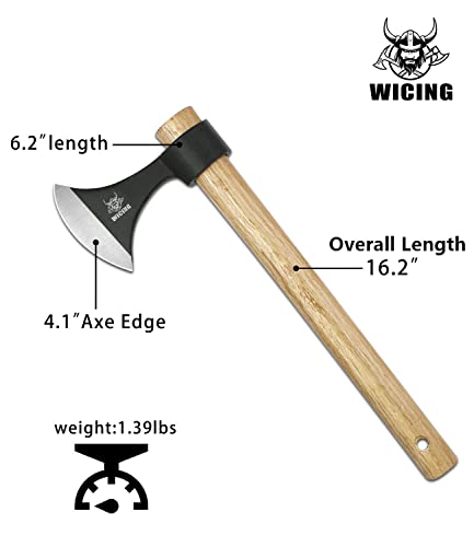 WICING Throwing Axes 3 Pack, 16.2-inch Throwing Tomahawks High Carbon Steel & Wooden Handle, for Axe Throwing Recreation and Competition WICING