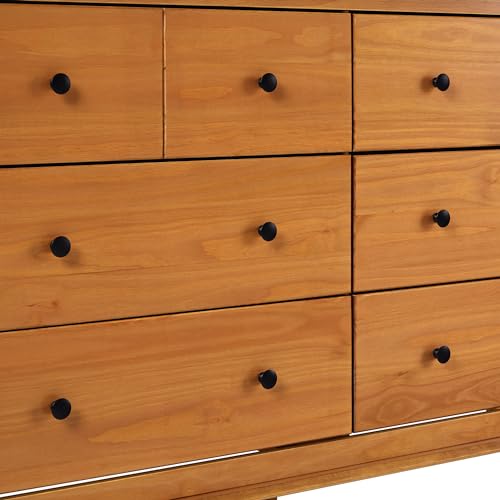 Walker Edison Modern 6-Drawer Solid Wood Dresser Bedroom Storage, 57 Inch, Caramel-T Walker Edison