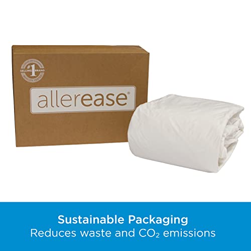 AllerEase Waterproof Mattress Protector Stain Protection Twin Size Allergen Barrier Hot Water Washable Machine Washable Durable Zippered Knit Mattress Cover Stretch Corners (White) Aller-Ease
