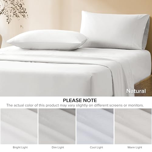 Comfort Spaces 100% Cotton Sheet Set Breathable, Lightweight, Soft with 12" Elastic Pocket Fits up to 14" Mattress, All Season Cozy Bedding, Matching Pillow Case, Twin White 3 Piece Comfort Spaces