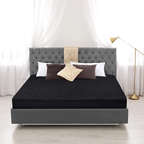 Utopia Bedding Quilted Fitted Mattress Pad, King Size, Elastic Fitted Mattress Topper Protector and Cover with Deep Pocket Stretches up to 16 Inches, Machine Washable (Black) Utopia Bedding