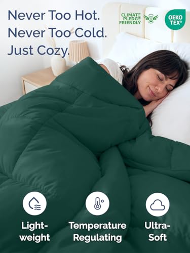Cal King Size, Emerald/Light Sage Green Alternative Down Comforter - Warm, Lightweight & Breathable Hotel Quality Bedding Set for Men, Women, Kids and Teens - All Season Cooling Duvet Insert Comforter CGK Unlimited
