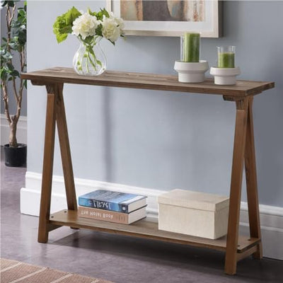 HOKYHOKY Solid Wood Console Tables - 43.3" Pinewood Farmhouse Rustic Hallway Table, Foyer Tables Living Room, Solid Firwood Sofa Table for Entryway,