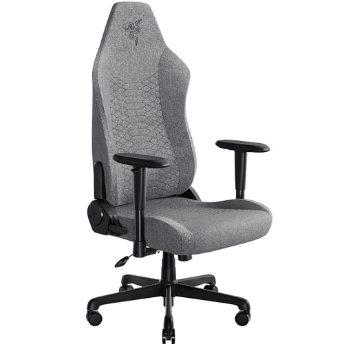 Razer Iskur V2 X Ergonomic Gaming Chair: Built-in Lumbar Support - Widened Seat - High Density Foam Cushions - Adjustable 152 Degree Recline - 2D Armrests - Plush Fabric Finish - Light Gray Edition Razer