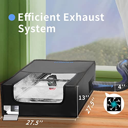 longer Laser Engraver Enclosure with Vent, Large Size 27.5 x 27.5 x 13 inchesLaser Engraving Machine Protective Cover with Eye Protection, Insulates Against Fumes and Odors Longer