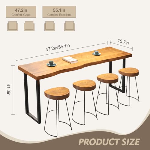 Narrow High Top Bar Table with Metal Legs – Modern Industrial Pub Console for Dining and Bistro ZanyCajole