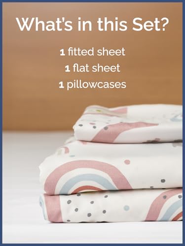 Kids Twin Size Rainbow Bed Sheets - 3 Piece Kids Rainbow Microfiber Sheet Set - Star Theme Bedding - Ultra-Soft, Cute, Breathable & Machine Washable - Colorful Set for Boys, Girls, Teens & Toddlers CGK Unlimited