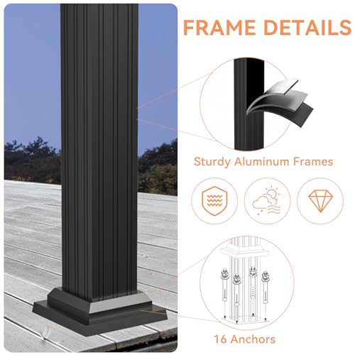 Modern Shade Grill Gazebo 6' X 8', Aluminum BBQ Gazebos with Shelves and Paper Towel Holder, Grill Canopy with Galvanized Steel Roof, Grill Gazebo with USB and USB-C charging ports for Patio Modern Shade Outdoor Living Spaces