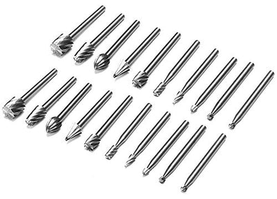 Yakamoz 2 Set of 10pcs 3mm 1/8 Inch Shank HSS Routing Router Bits Burr for Dremel Rotary Engraving Wood Working Tool