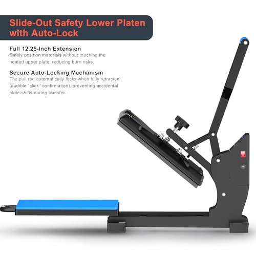Delclynee 15" x 15" Slide Out (12.25") Heat Press Machine for T Shirts, Clamshell Pull Out Lower Platen, Industrial-Quality Digital Sublimation Printer for Heat Transfer Vinyl Delclynee