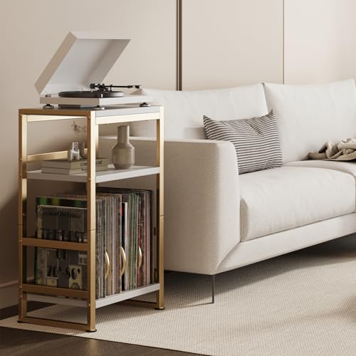 ZEXVIDA Record Player Stand,3-Tier Record Player Table with U-Shaped Vinyl Storage Up to 120 Albums,28" H End Table Turntable Stand with Storage,Record Table Vinyl for Living Room Bedroom ZEXVIDA