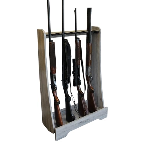 Rush Creek Creations 8-Gun Freestanding Storage Rack for Rifles and Shotguns, Indoor Standing Gun Display Rack, Barn Wood Rush Creek Creations