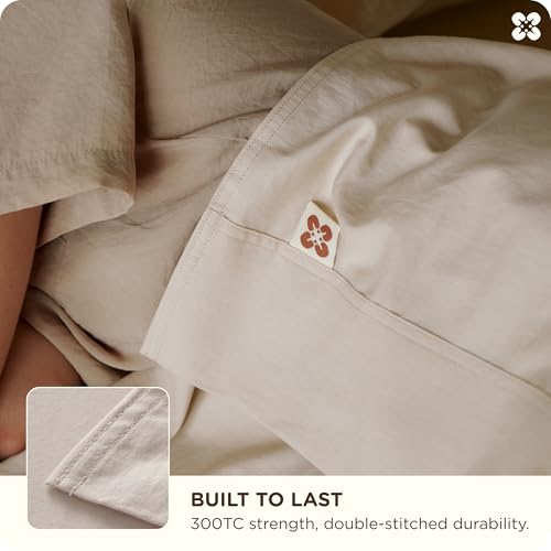 Bedsure 100% GOTS Organic Cotton Sheets, Fair Trade Certified Queen Bedding Set, Eco-Friendly, Soft, 17 inches Deep Pocket Queen Sheet, Sateen Weave Cotton Luxurious Hotel Bed Set, Linen Bedsure