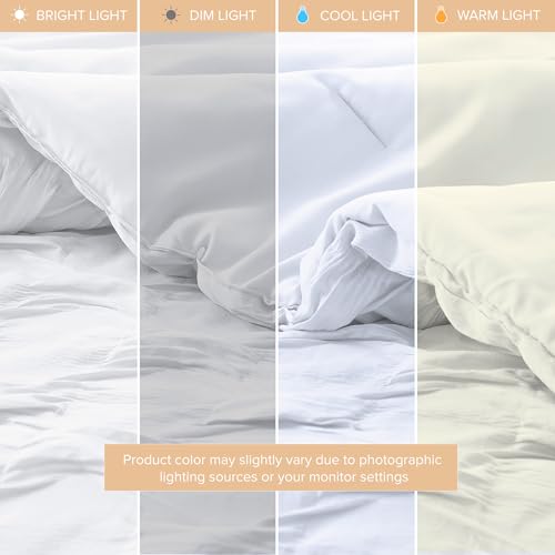 Comfort Spaces Twin/Twin XL Comforter Set for College Ogee Ruched Crinkle Texture Breathable Comforter Set Twin Dorm All Season Lightweight Bedding Set Shabby Chic Décor Pilow White 3 Piece Comfort Spaces