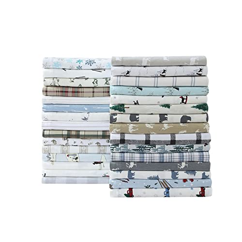 Eddie Bauer - Queen Sheets, Cotton Flannel Bedding Set, Brushed For Extra Softness, Cozy Home Decor (Snowflake Fair Isle, Queen) Eddie Bauer