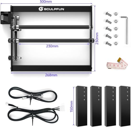 SCULPFUN Laser Engraver Rotary Roller - 360° Y-axis Module for Cylindrical Objects, Cans, Tumbler - Compatible With Most Engraving Machines SCULPFUN