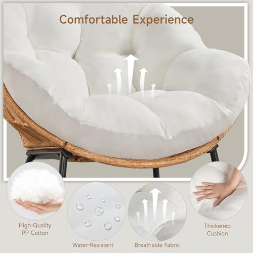 ONBRILL Outdoor Egg Chair, Indoor Lounge Chair for Patio, Bedroom, Living Room, Porch - Beige