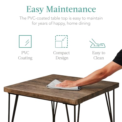 Best Choice Products 3-Piece Dining Set Modern Dining Table Set, Metal and Wood Square Dining Table for Kitchen, Dining Room, Dinette, Breakfast Nook w/ 2 Chairs - Dark Brown Best Choice Products