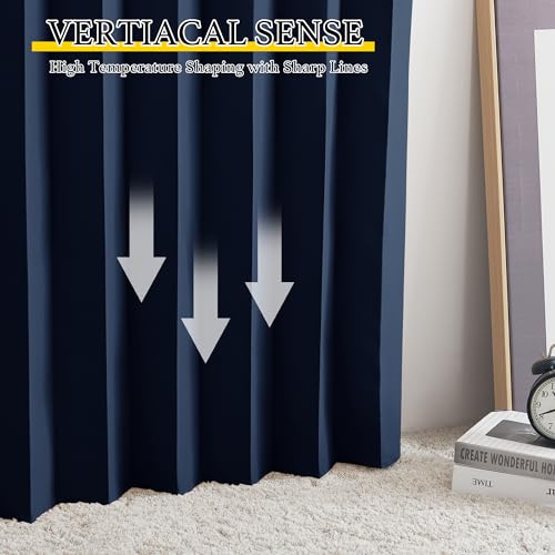 NICETOWN Room Divider Curtain for Bedroom Living Room Partition, Privacy Accordion Blackout Sound Proof Doorway Curtains, Sliding Glass Temporary Door Curtainfor Closet (Navy, 1 Panel, 60" W x 80" L) NICETOWN